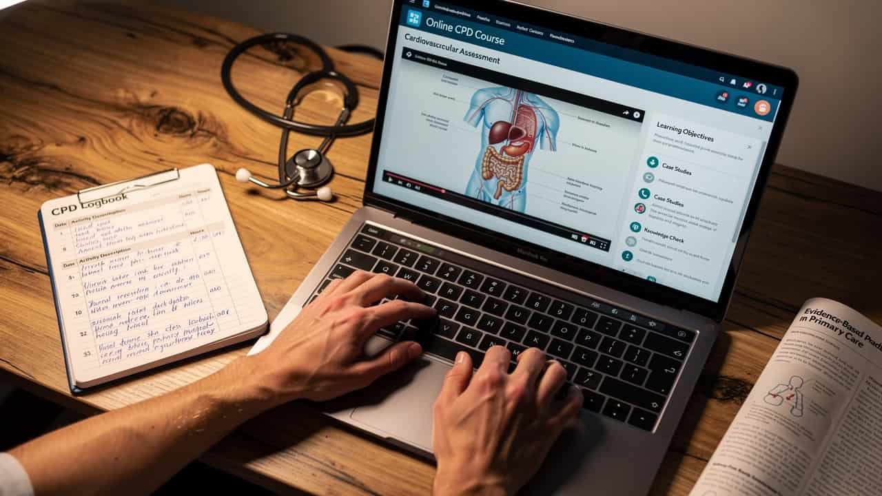 Medical professional completing annual CPD requirements