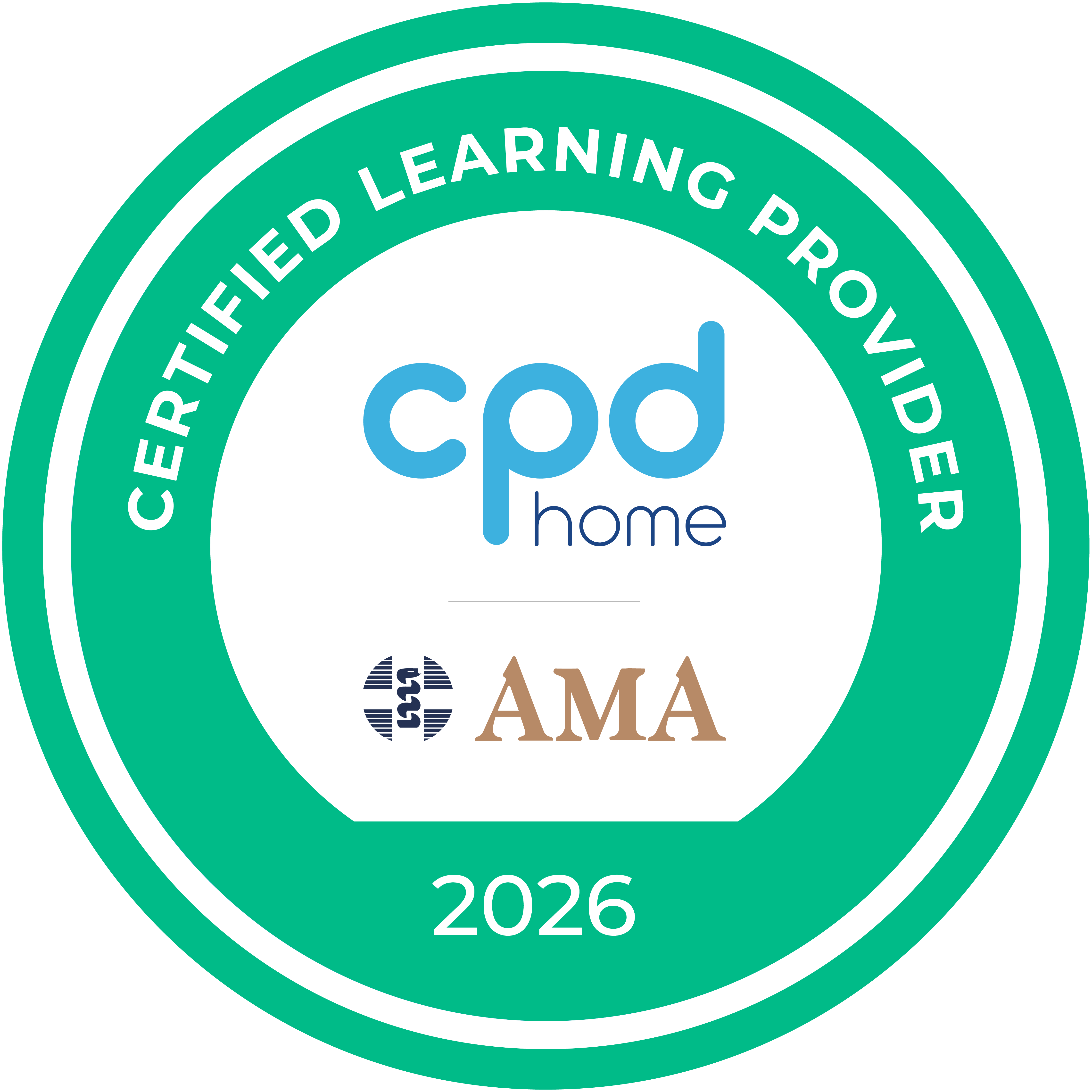 CPD Home Certified Learning Provider 2026, with AMA branding