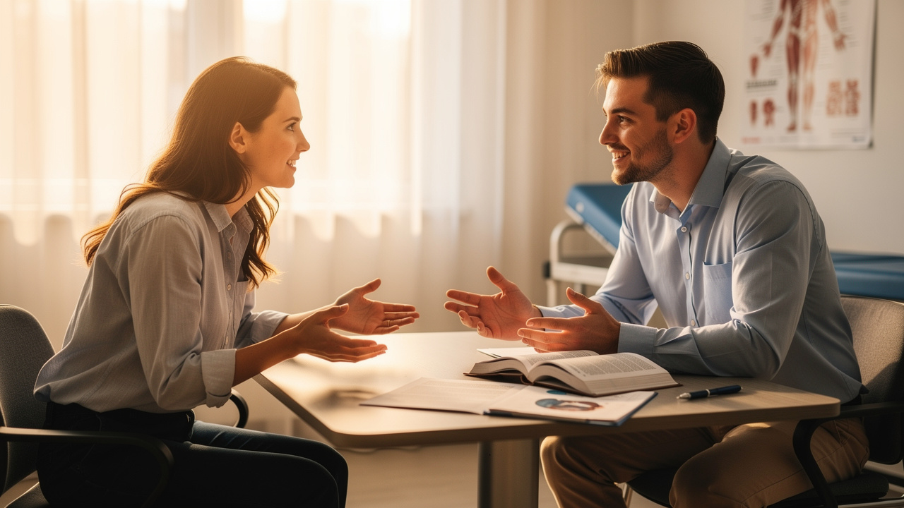 Medical professionals practicing clinical communication skills