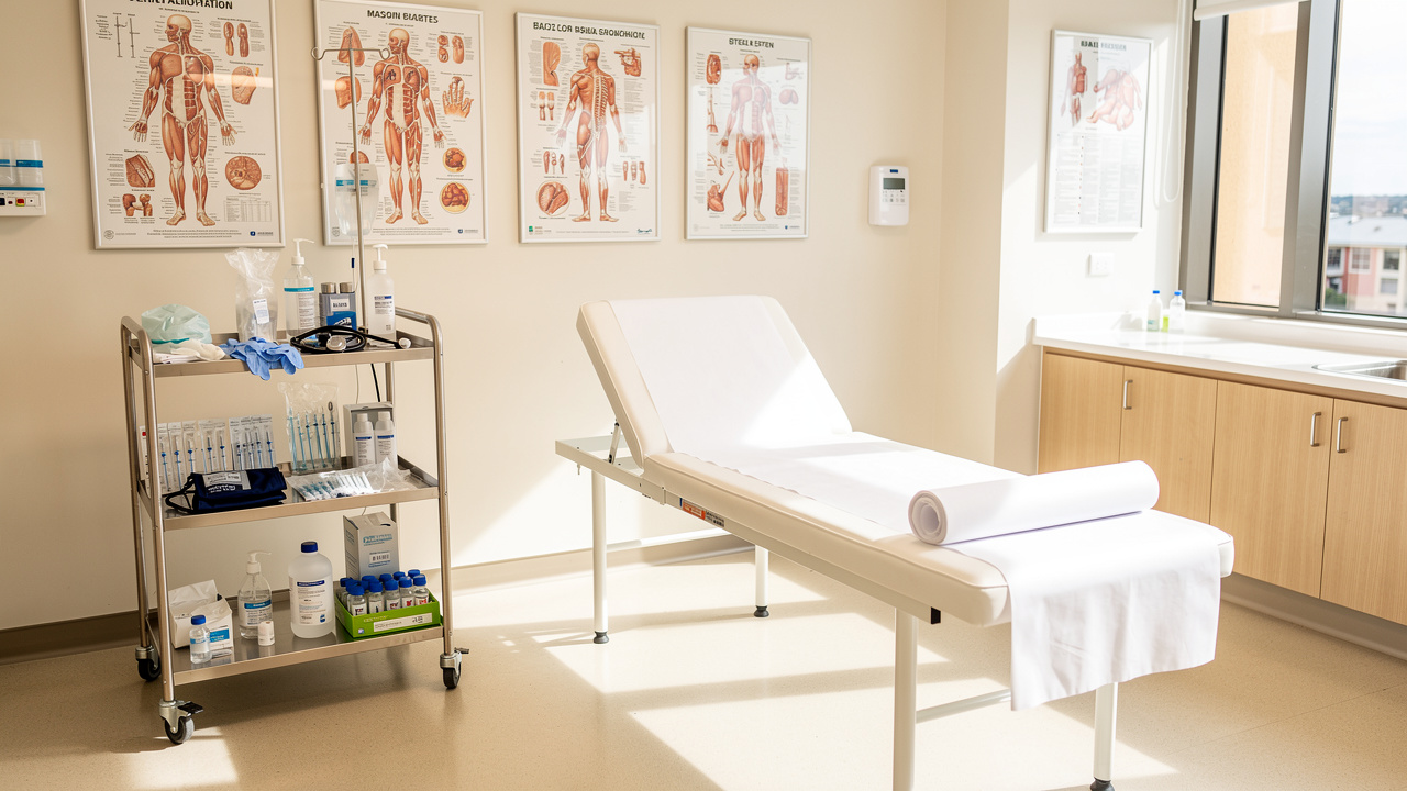 Clinical examination room for medical assessment training