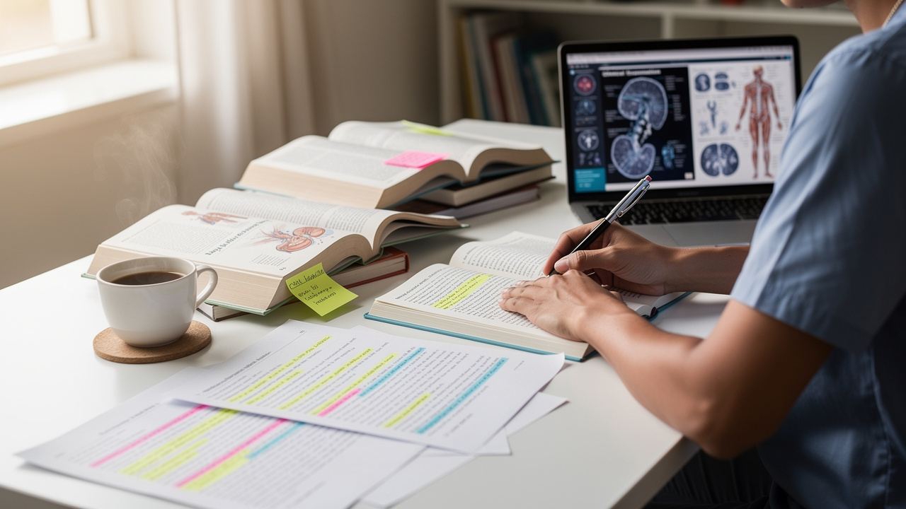 Doctor preparing for AMC clinical examination