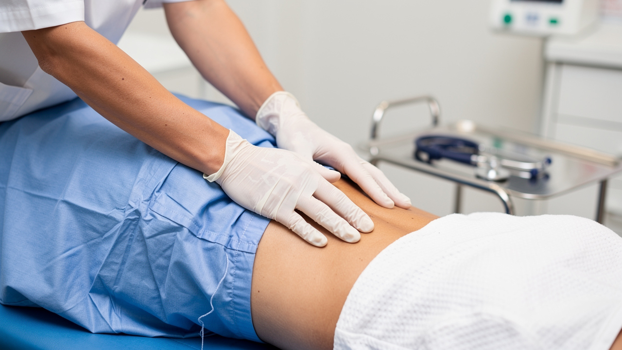 Doctor performing focused physical examination on a patient
